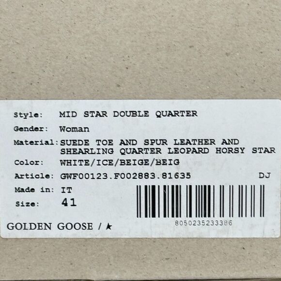 Golden Goose Womens Mid Star Double Quarter Shearling Leopard Star Shoes Size 41 - Picture 16 of 16